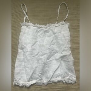 Womens medium square neck white linen tank top